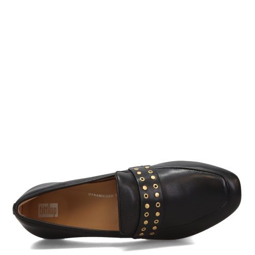 HY1 001 Womens Fit Flop Delicato Stud And Eyelet Loafer Black 5