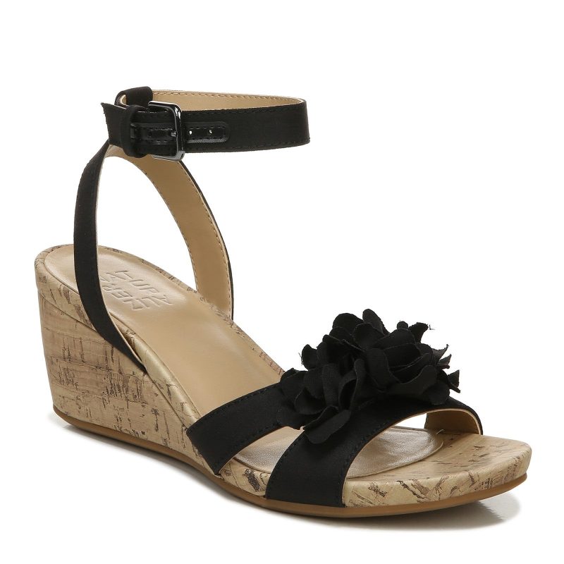 I0629F1002 Womens Naturalizer Areda Flower Wedge Sandal Black