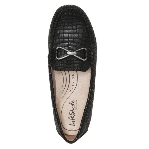 I1955S1001 Womens Life Stride Turnpike Loafer Black Croco 6