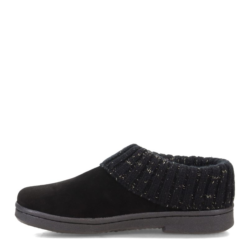 ICL31459C BLACK Womens Clarks Sweater Collar Slipper Black Gold 3