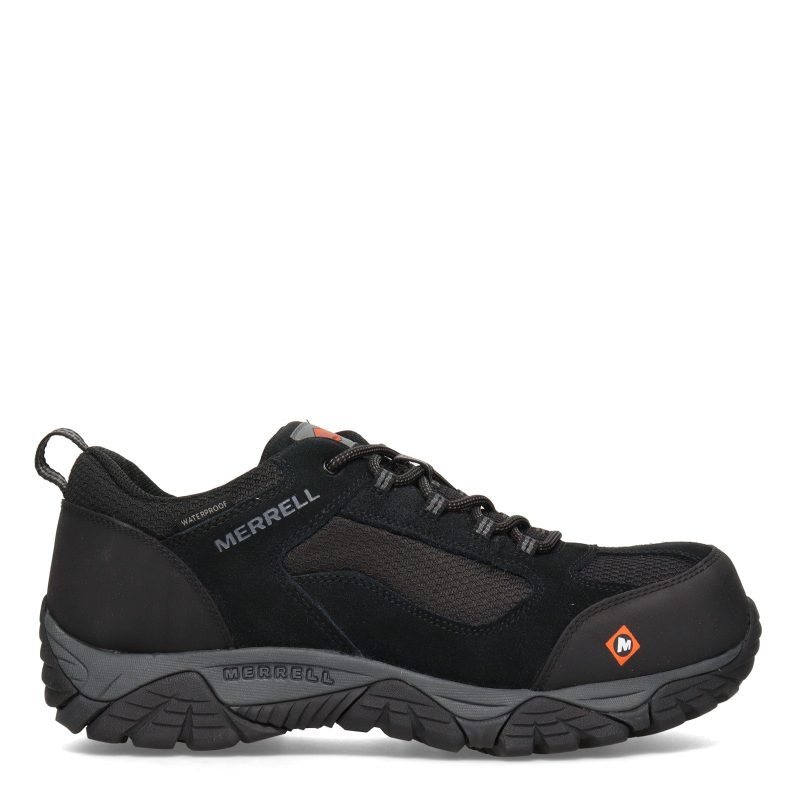 J099503W Mens Merrell Moab Onset Low Waterproof Comp Toe Work Shoe Wide Width Black 1