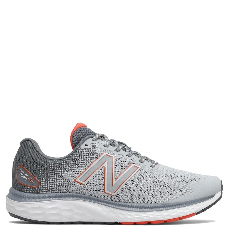 M680LG7 Mens New Balance 680v7 Running Shoe Grey Red 1