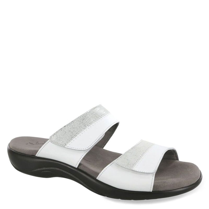 NUDU SLIDE WHIT Womens Sas Nudu Slide Sandal White Silver