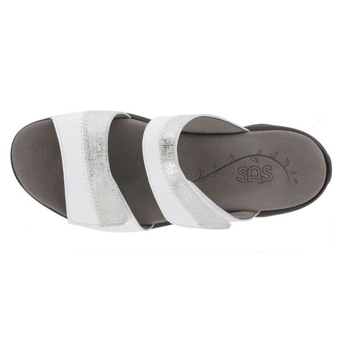 NUDU SLIDE WHIT Womens Sas Nudu Slide Sandal White Silver 5