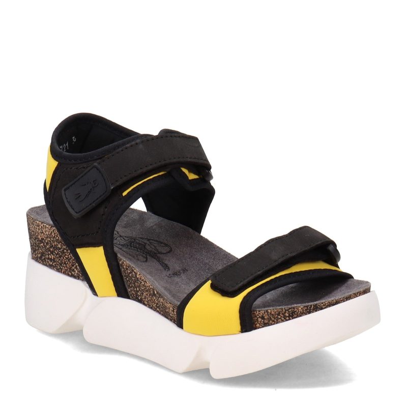 P144727 006 Womens Fly London Sigo Sandal Black Yellow ce107e39 041e 44ee 9166 701803004367