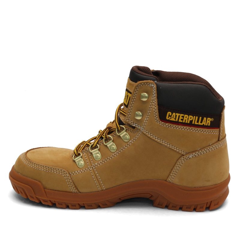 P90801 Mens Caterpillar Outline Steel Toe Work Boot Honey 3