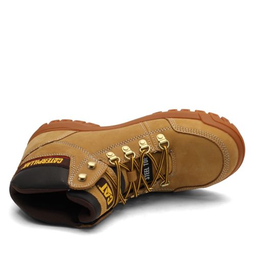 P90801 Mens Caterpillar Outline Steel Toe Work Boot Honey 5