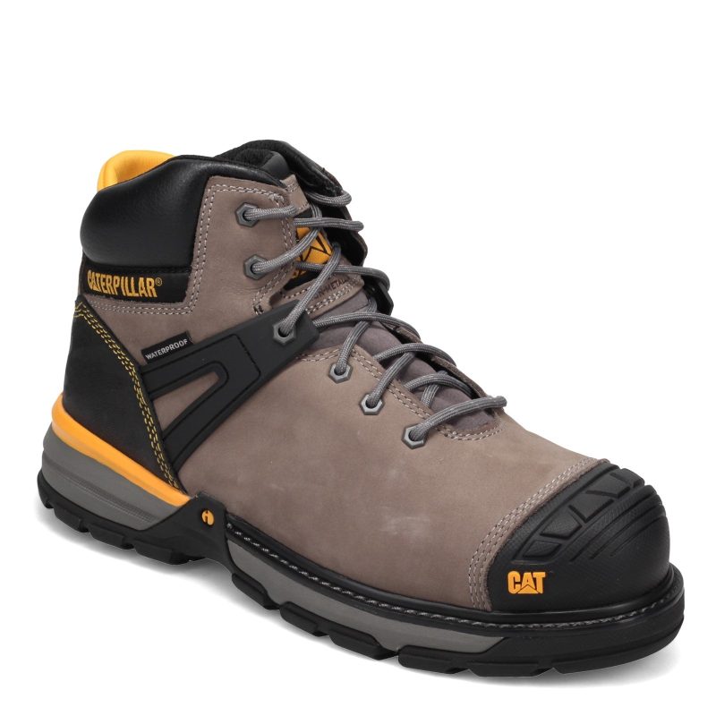 P91197 Mens Caterpillar Excavator Superlite Waterproof Nano Toe Work Boot Pewter