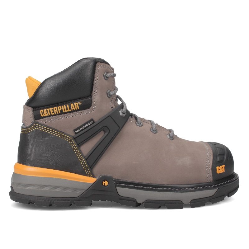 P91197 Mens Caterpillar Excavator Superlite Waterproof Nano Toe Work Boot Pewter 1