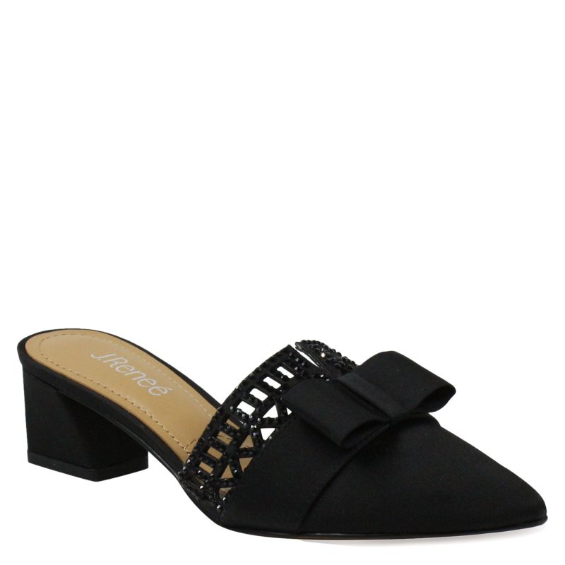 RANDA SABLK Womens J Renee Randa Mule Black Satin