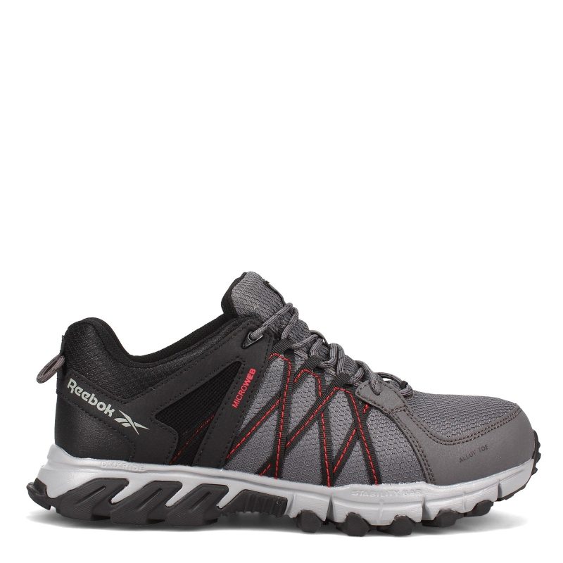 Rb3402 Mens Reebok Work Trail Grip Low Work Shoe Grey Black 1