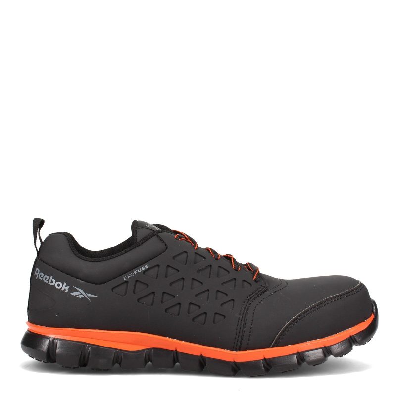 Rb4050 Mens Reebok Work Sublite Cush Exofuse Work Shoe Black Orange 1