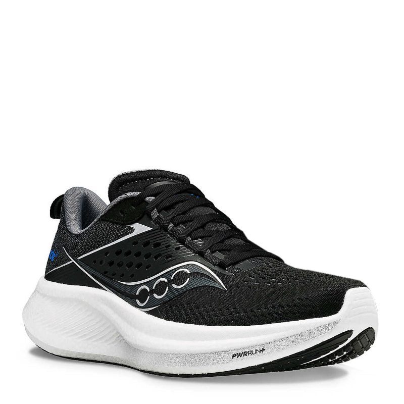 S10924 100 Womens Saucony Ride 17 Running Shoe Black White