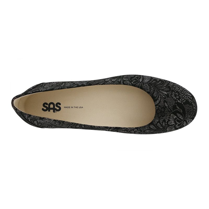 SCENIC BLK LACE Womens Sas Scenic Ballet Flat Black Lace 4