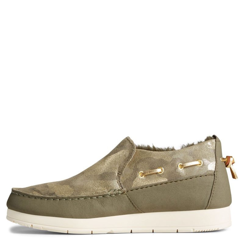 STS86941 Womens Sperry Moc Sider Suede Slip On Olive Camo 3