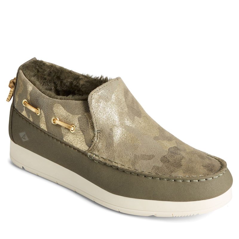 STS86941 Womens Sperry Moc Sider Suede Slip On Olive Camo 37a7163f db15 453b 92a1 661a0efe2551