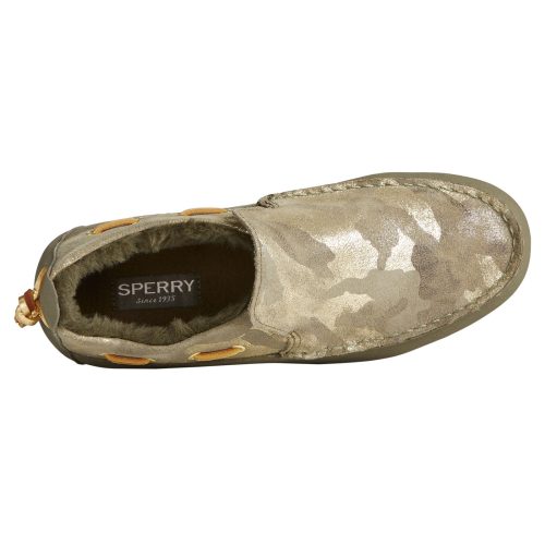 STS86941 Womens Sperry Moc Sider Suede Slip On Olive Camo 4