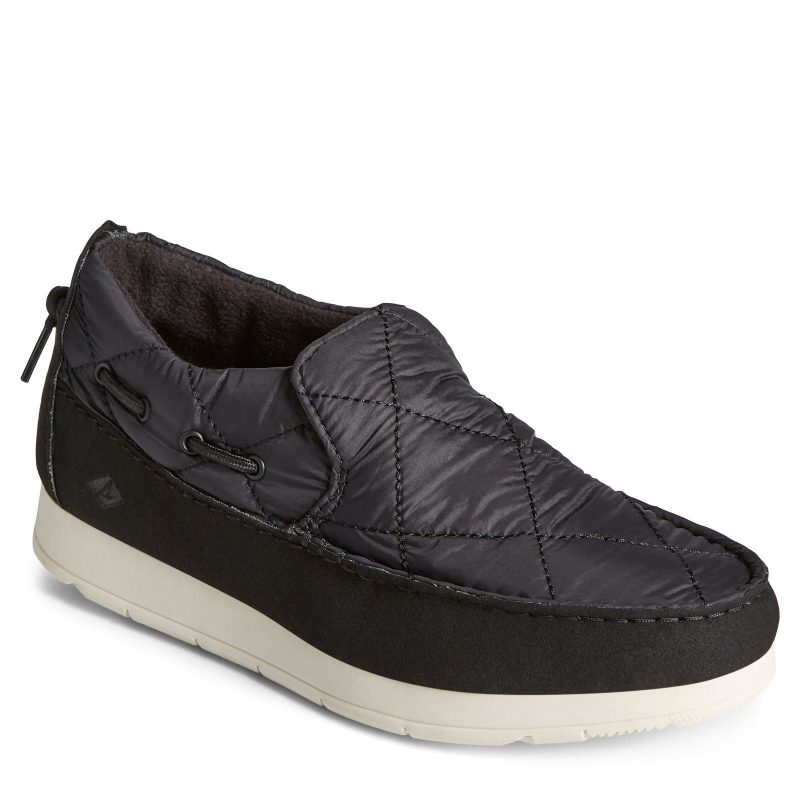 STS87049 Womens Sperry Quilted Moc Sider Slip On Black