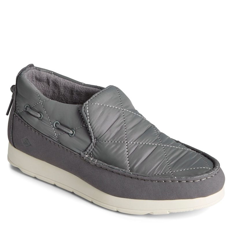 STS87050 Womens Sperry Quilted Moc Sider Slip On Grey Nylon