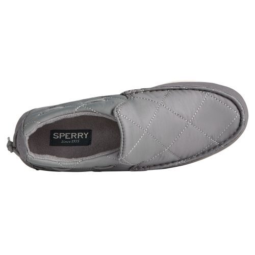 STS87050 Womens Sperry Quilted Moc Sider Slip On Grey Nylon 4