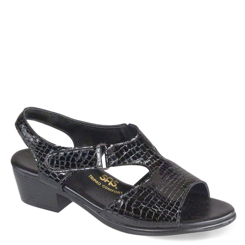 SUNTIMER BLK CR Womens Sas Suntimer Sandal Black Croc