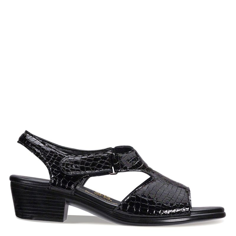 SUNTIMER BLK CR Womens Sas Suntimer Sandal Black Croc 1