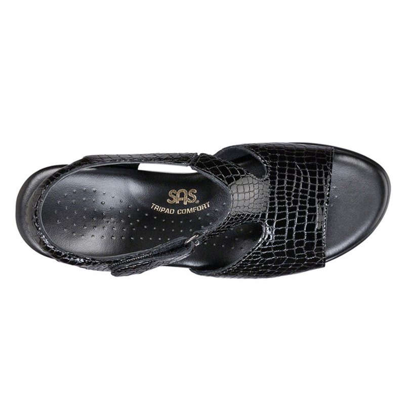 SUNTIMER BLK CR Womens Sas Suntimer Sandal Black Croc 4