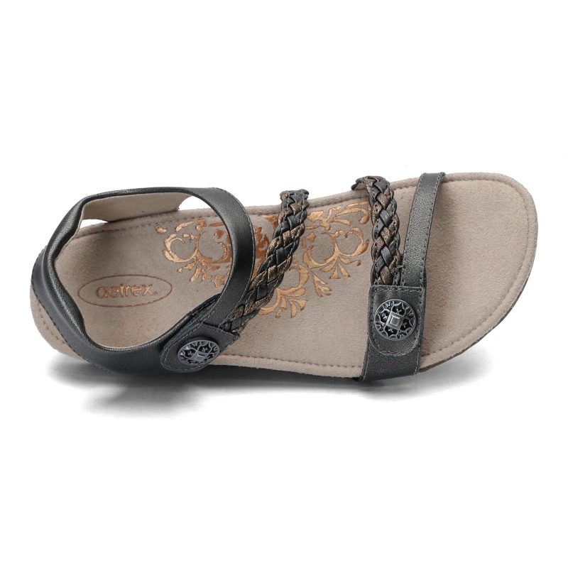 Sc465 Womens Aetrex Jillian Sandal Gunmetal 5