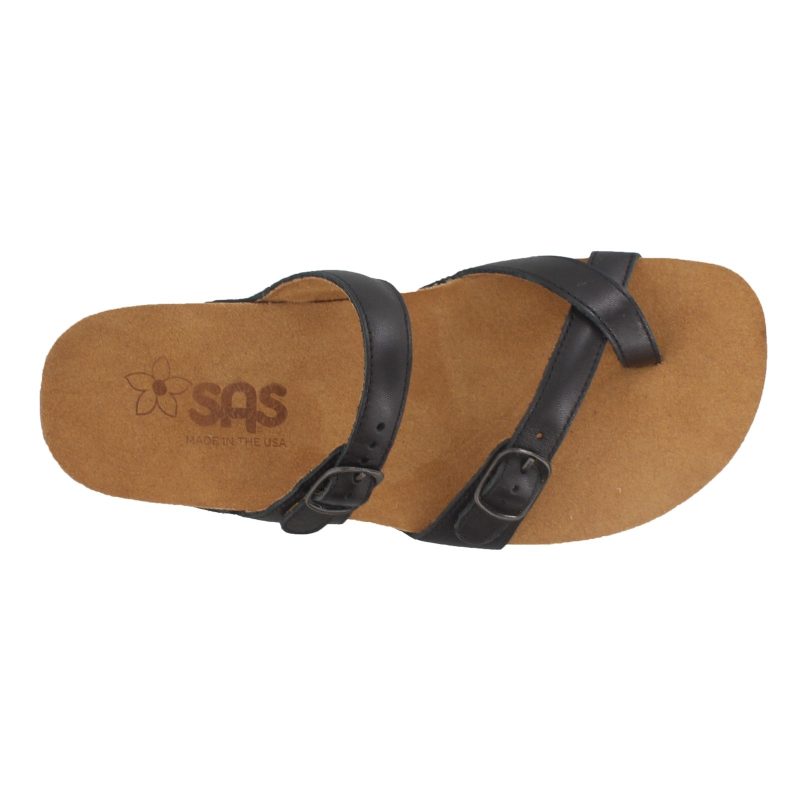 Shelly Black Womens Sas Shelly Toe Loop Slide Sandal Black 5