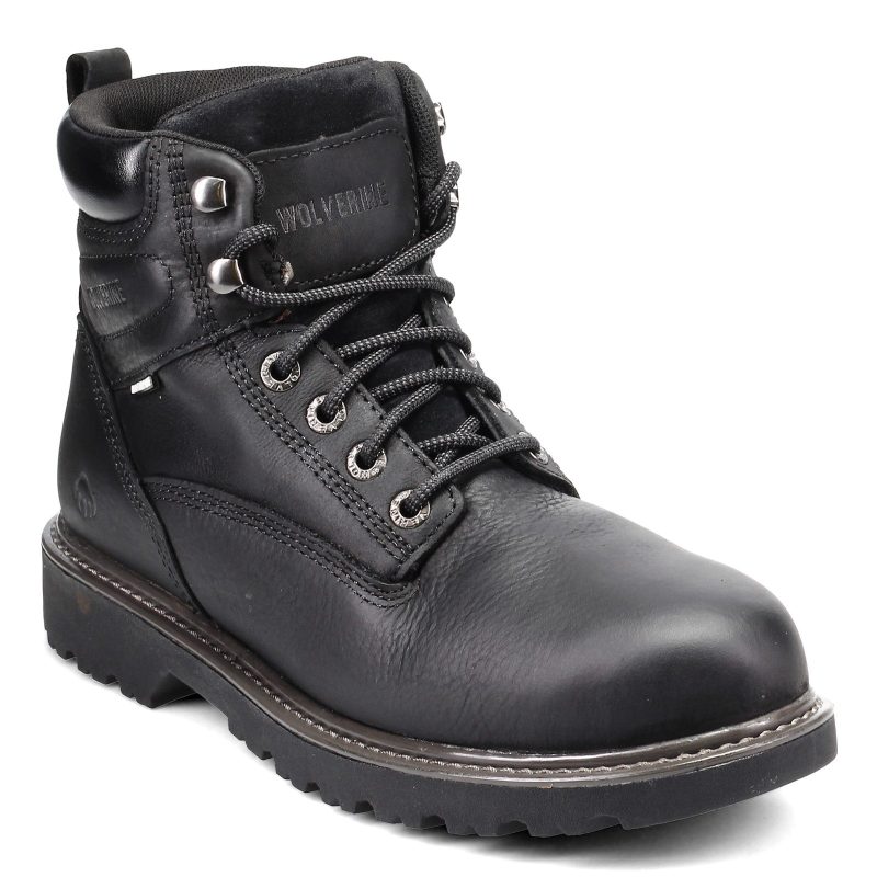 W10691 Mens Wolverine Boots Floorhand 6 Inch Waterproof Work Boot Black