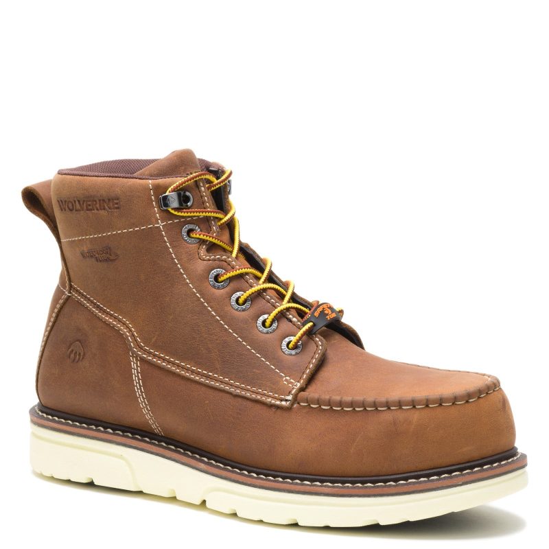 W201097 Mens Wolverine Boots I 90 Durashocks Moc Toe Work Boot Tan