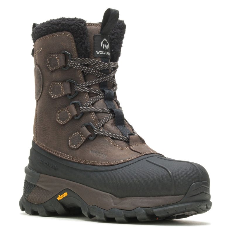 W880313 Mens Wolverine Boots Dark Brown