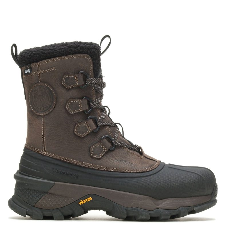 W880313 Mens Wolverine Boots Dark Brown 1